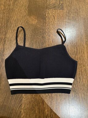 Babaton Black Cropped Tank with White Stripes